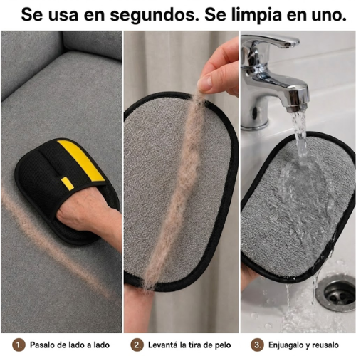 Atrapapelos- la manopla que saca el pelo clavado de la tela